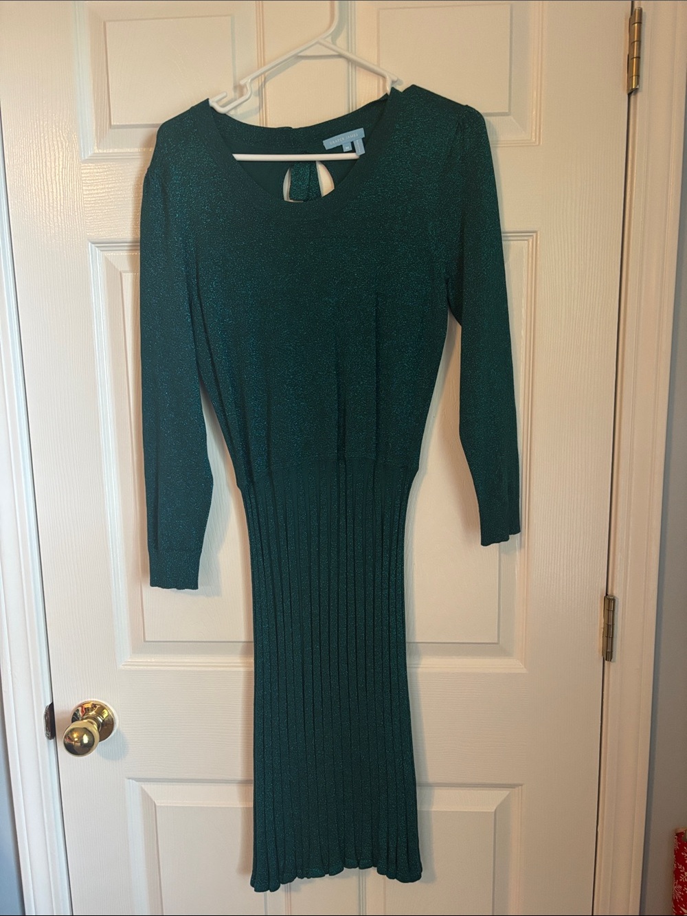 Draper James Teal Long Sleeve Ribbed Knit Dress